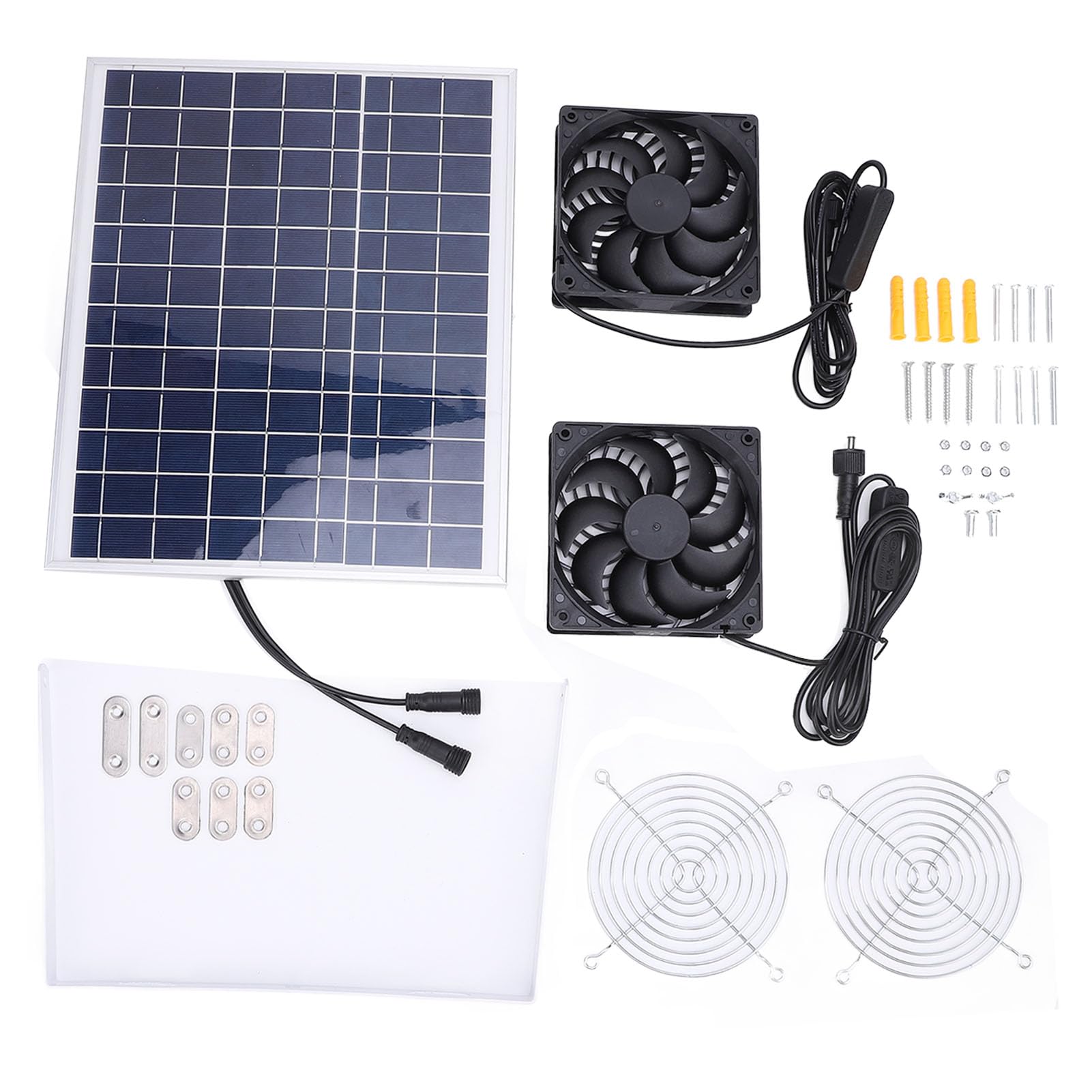 Kit Ventola Solare Doppia per Raffreddamento Serra e Ventilazione Pannello Fotovoltaico Esterno