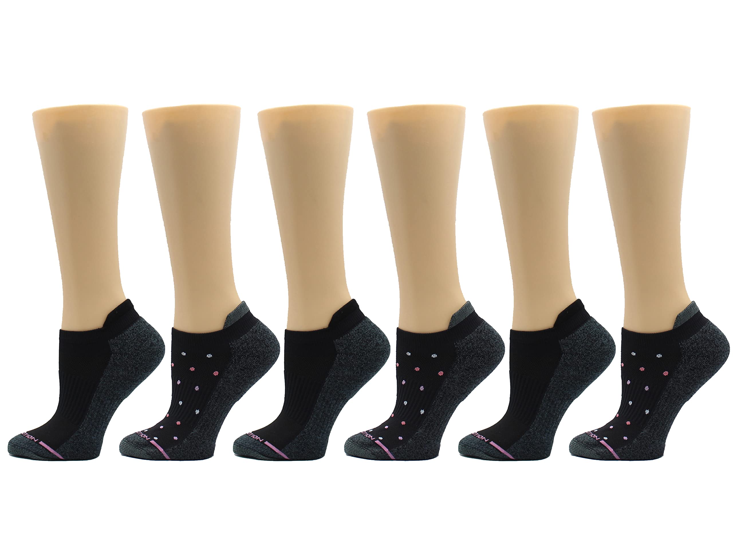 Dr. Motion Womens Ankle Socks 2 Pack, Low Cut Cushioned Compression Running Socks for Women, Arch Support, Seamless Toe