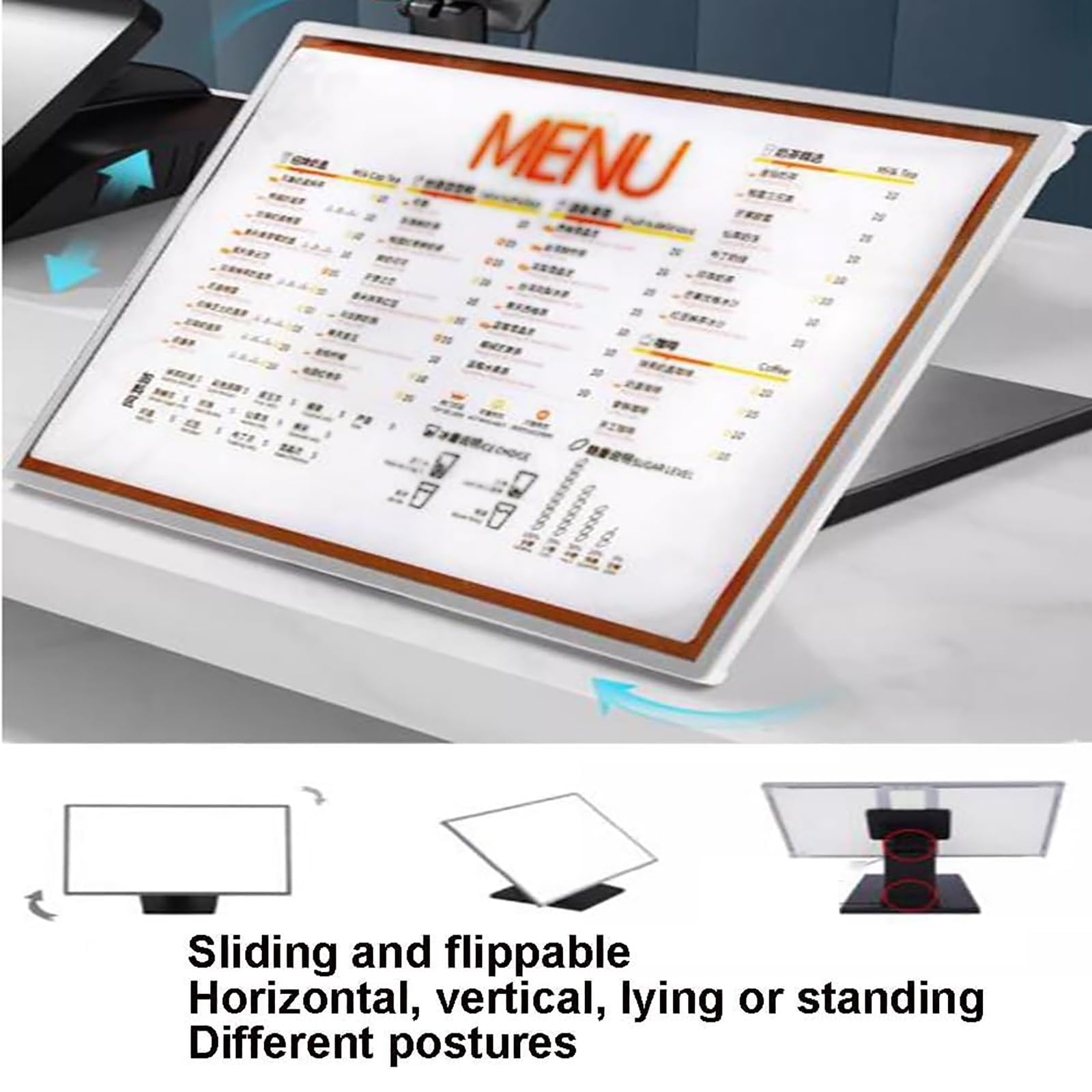 Pannello luminoso a LED ultrasottile, pannello per la visualizzazione del menu, listino prezzi per bar e negozi di tè al latte con cartelloni pubblicitari a LED,225 * 305mm,Black