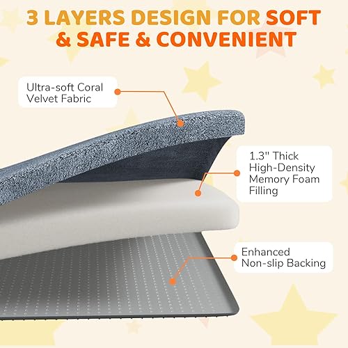 Miniatura 2 de Alfombra de juego para bebé para suelo soporte suave y sensación de felpa, almohadilla antideslizante para niños pequeños, infantes, tapete para