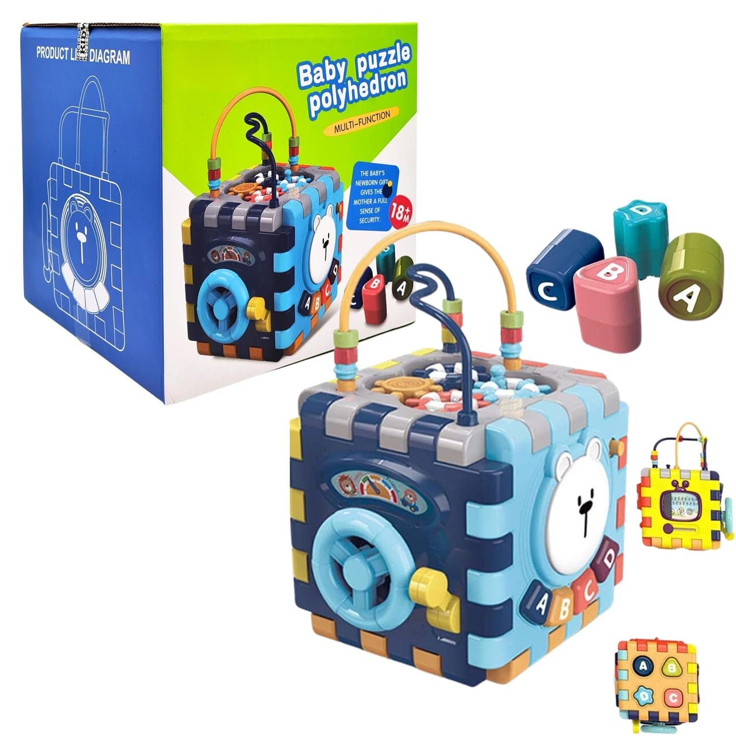 Fitto Toddler Musical Activity Cube Baby Puzzle Activity Music Cube Six Sided For Baby and Toddlers