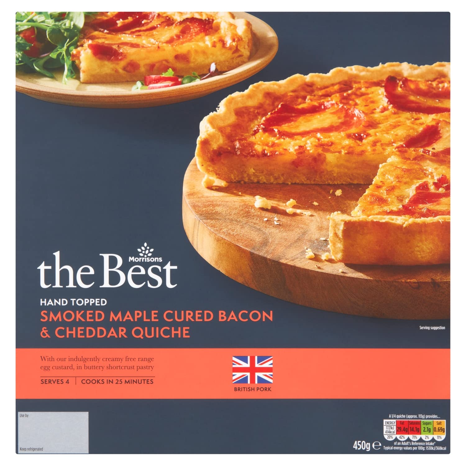 Morrisons The Best British Cherrywood Cured Bacon & Cheddar Quiche, 450g