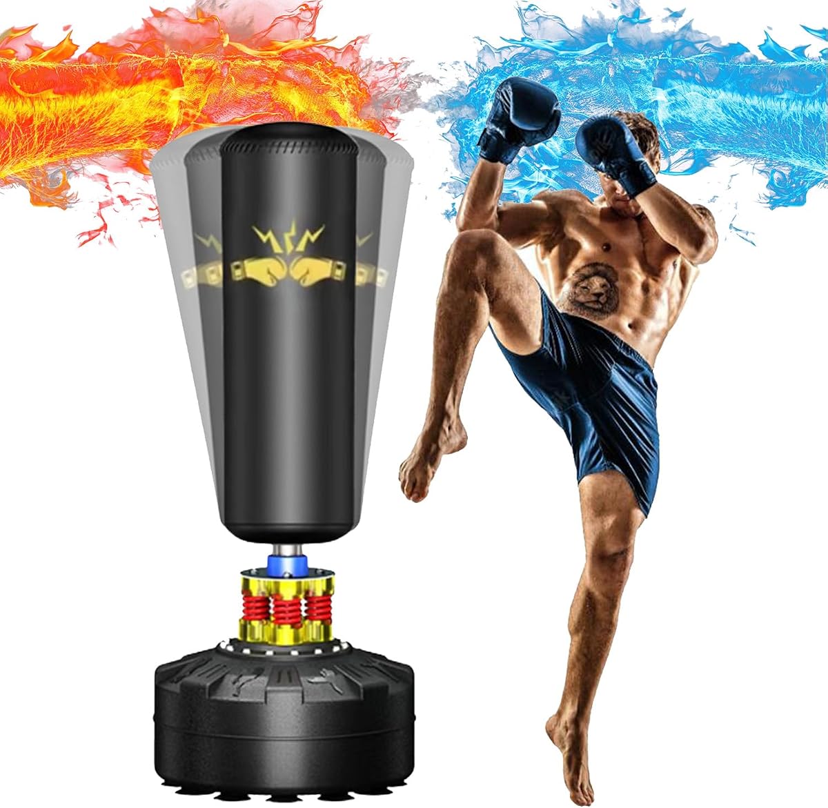 70" Punching Bag with Stand – 205lbs Freestanding Heavy Bag for Home Gym