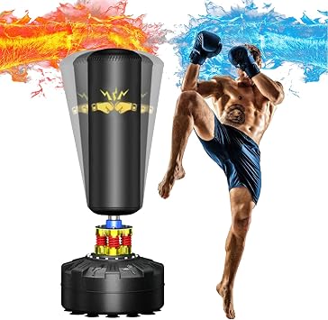 Punching Bag with Stand Adult, Freestanding Punching Bag 70-205lbs Heavy Bag with Stand, Kickboxing Bag for Adult Youth Kids Heavy Punching Bag for Home Office Gym