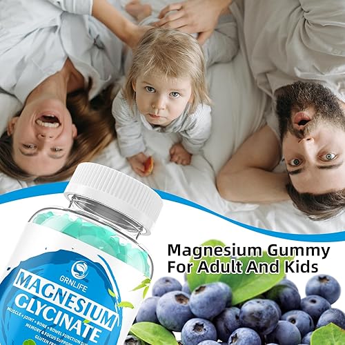 Miniatura 7 de Gomitas de glicinato de magnesio de 600 mg, gomitas sin azúcar para adultos, suplemento de magnesio y potasio con vitamina D, B6, CoQ10 para apoyar