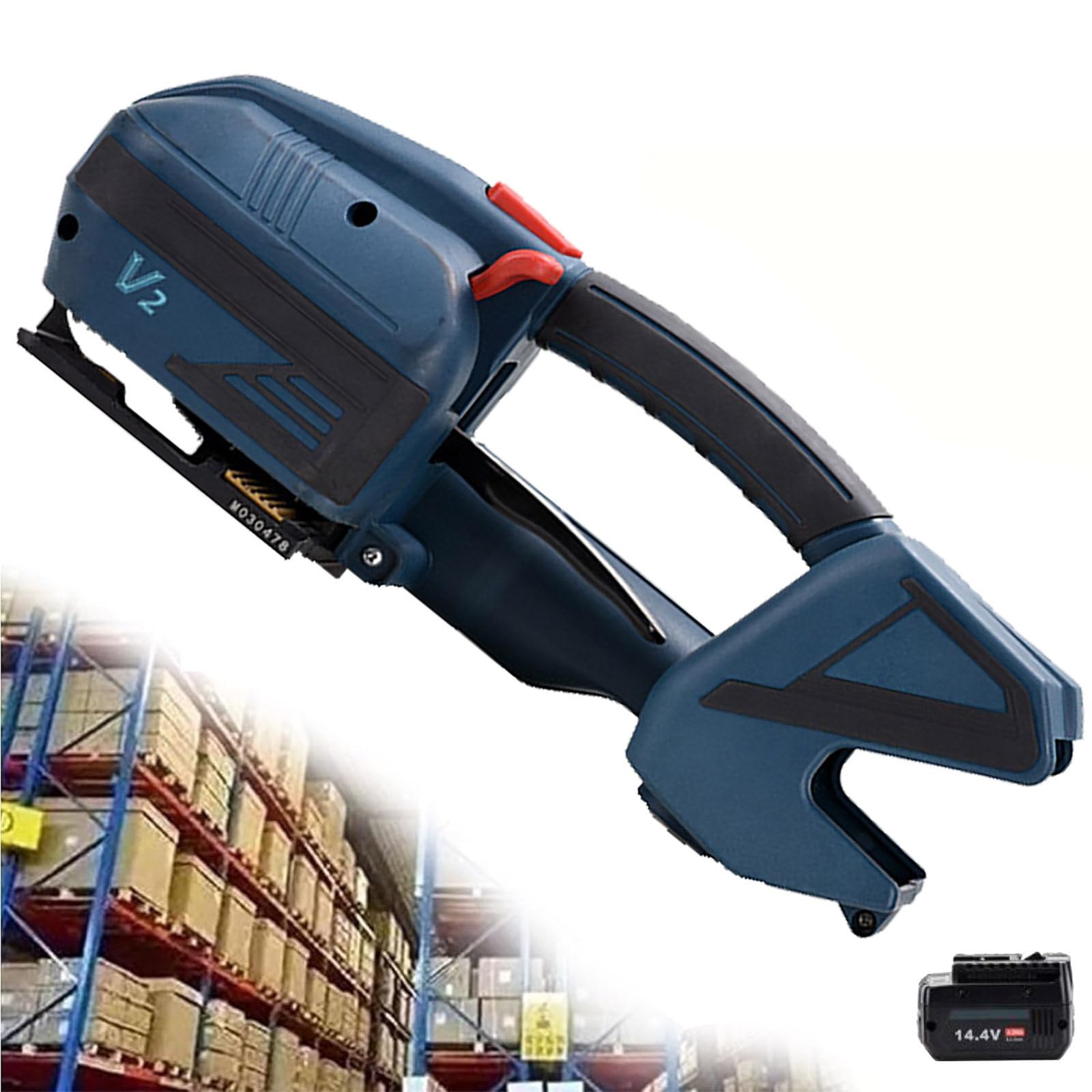 Reggiatrice Elettrica con Schermo LCD Batteria da 4000mAh, Tendireggia Elettrica Portatile per Reggette in PP Pet, Reggiatrice Automatica per Imballaggio di Pallet per Reggiatura