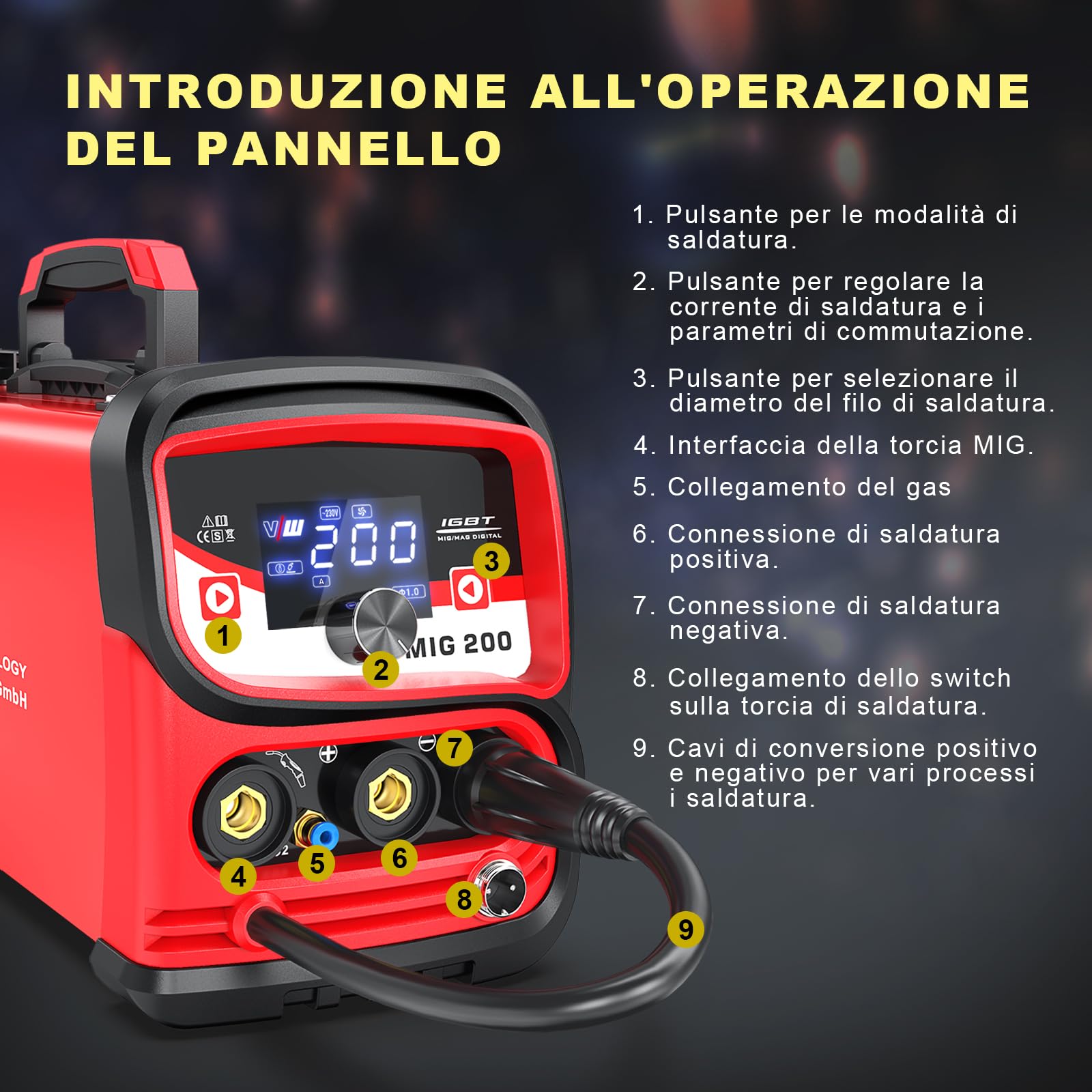 Saldatrice a Filo Continuo 4-in-1 MIG/MAG/MMA/LIFT TIG, saldatrice filo continuo no gas e con Gas con Display Digitale, Macchina Saldatrice Portatile Professionale - VECTOR WELDING