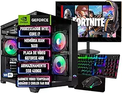 PC Gamer Completo Intel Core i7, RAM 16GB, SSD 480GB, GEFORCE 4GB + Monitor + Kit Gamer + Wi-Fi - ADVANCEDTECH