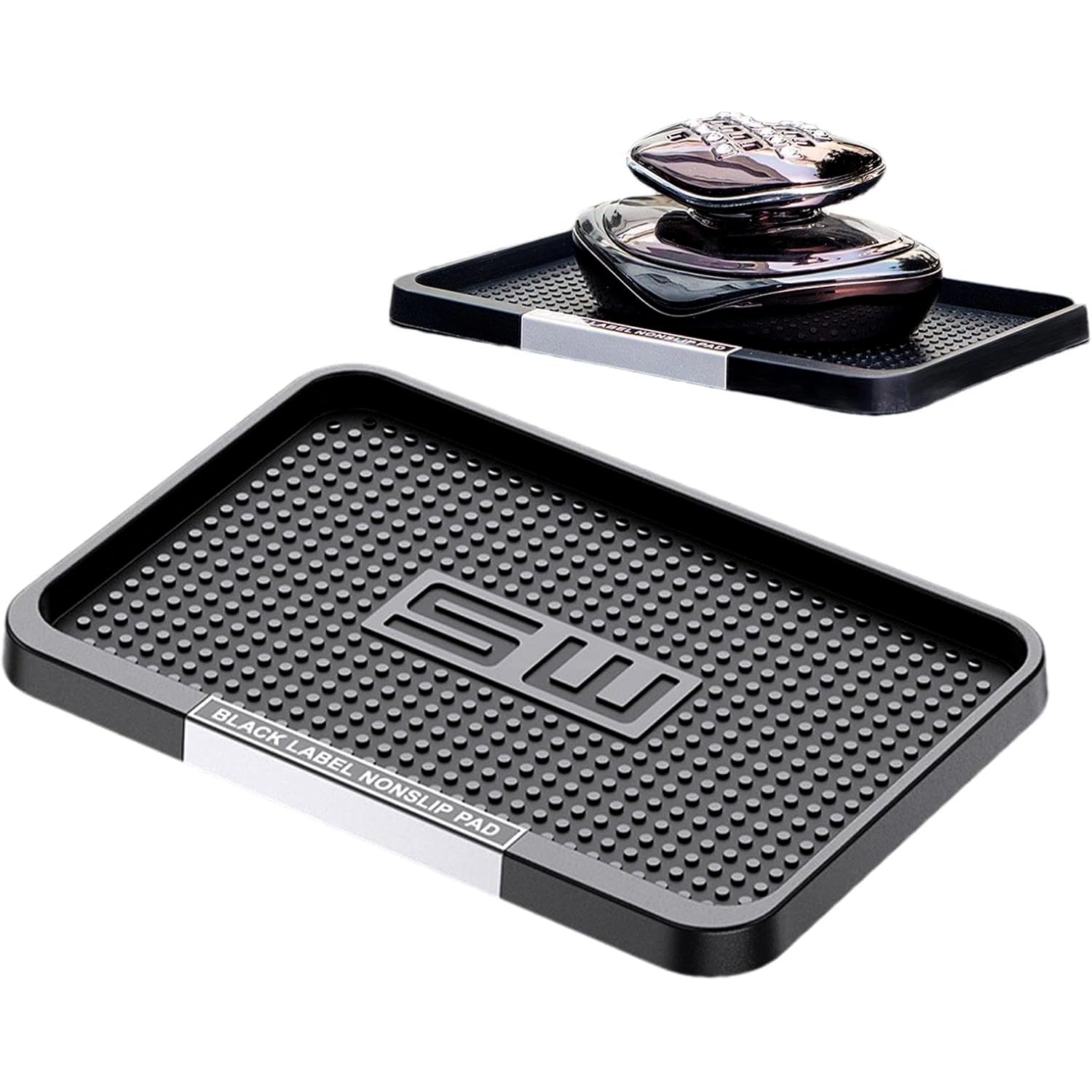 Schwarz Antirutschmatte, Kunststoffe Waschbar Armaturenbrett Ablage, Hitzebeständig Auto Antirutschmatte, Haltbarkeit Gummimatten Auto, für Münze, Handy, Schlüssel, GPS, Sonnenbrille