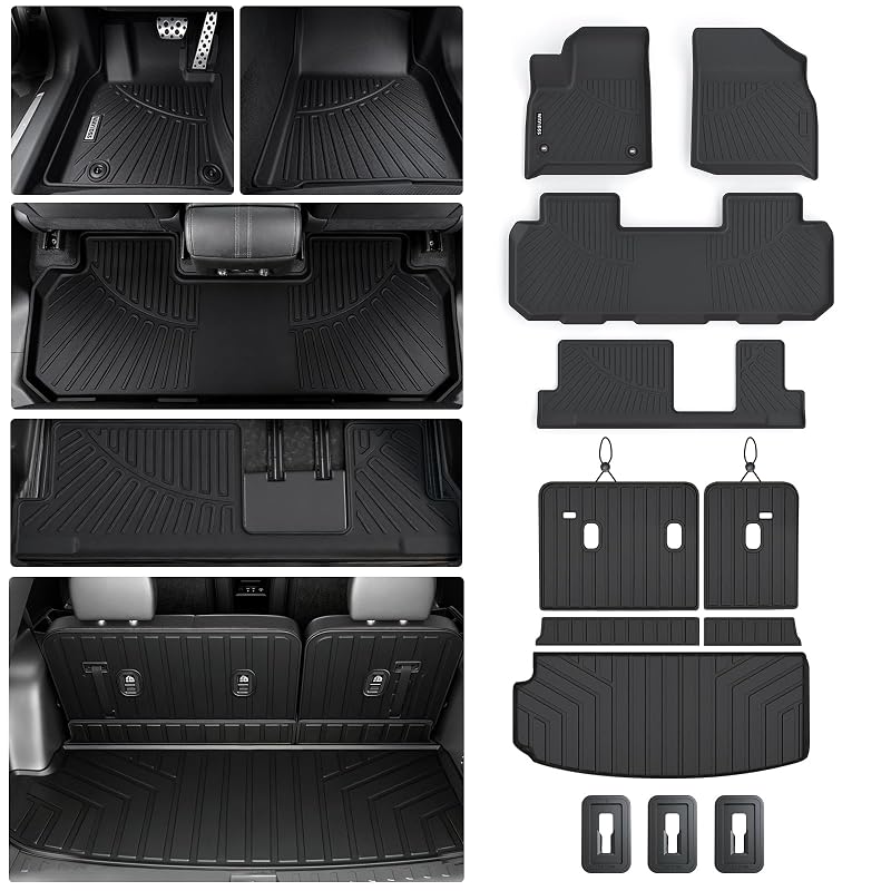 Kit de Tapetes Automotivos e Tapete de Porta-Malas em TPE para Chevrolet Traverse 2018–2023, 8 lugares, 9 peças WAYIDSS