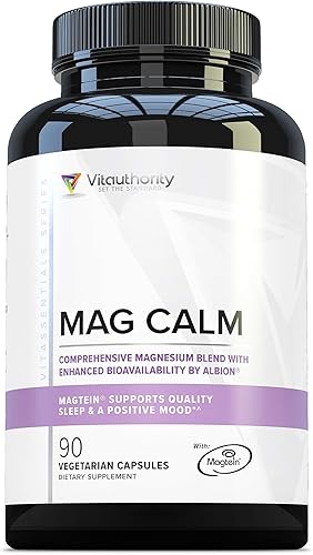 Vitauthority Mezcla de quelato de biglicenato de L-treonato de magnesio GABA y L-teanina para dormir 90 cápsulas 30 porciones