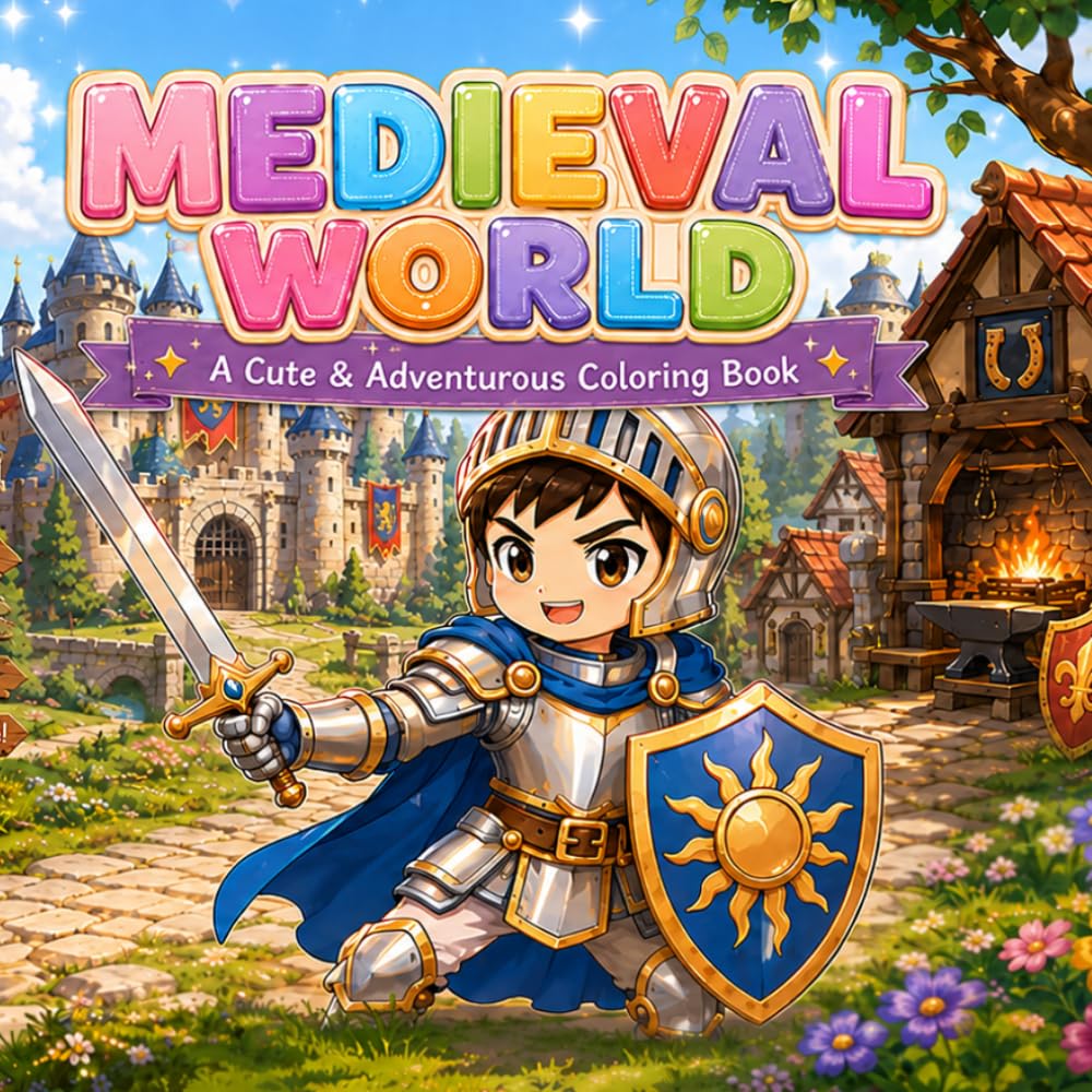 Medieval World: A Cute & Adventurous Coloring Book for Children with Knights, Castles, Dragons and Medieval Village Scenes