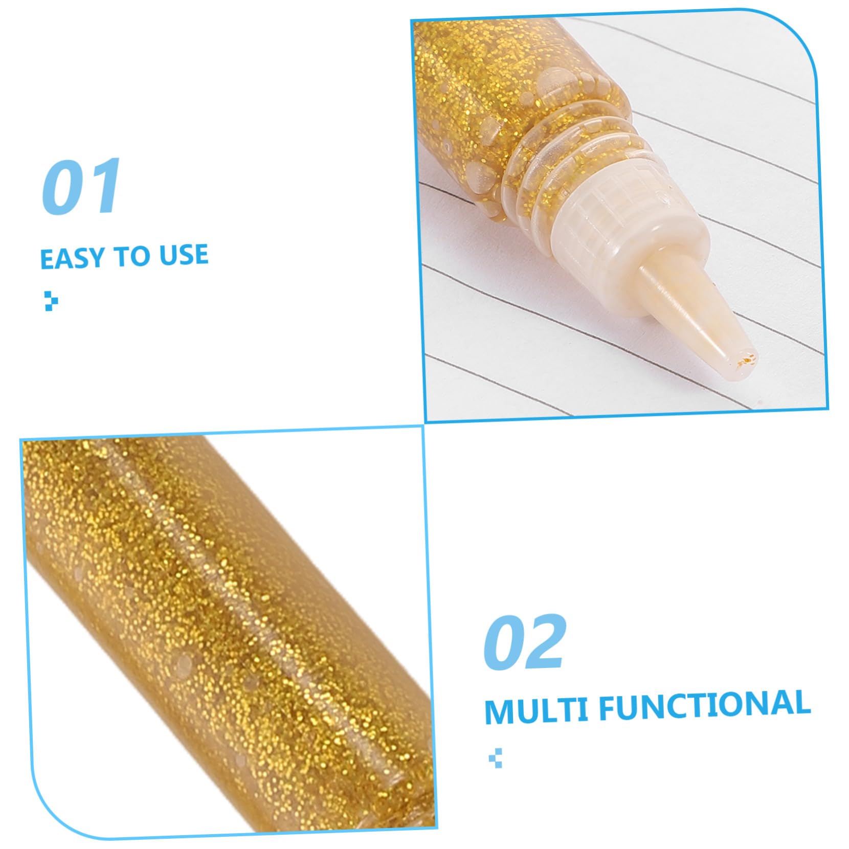 Uonlytech 50 Stück Gold Glitzerkleberstifte mit Glänzendem Effekt Vielseitiger Bastelkleber für Malerei und Kleben für Kinder und Kreative Selbstgemacht Kunstprojekte