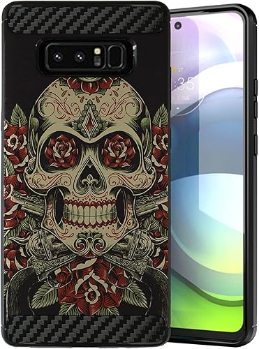 Miniatura 6 de CasesOnDeck - Funda compatible con Samsung Galaxy Note 8 (Carbon Flex), diseño delgado y de moda, con golpes y caídas (control retro negro) Negro