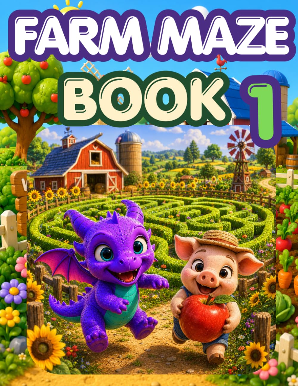 Little Purple Dragon Maze Book: Farm Adventures: Easy Mazes with 3 Difficulty Levels for Kids Ages 3–6, Fun and Educational Farm Animal Puzzle ... Learning (Little Purple Dragon Farm Series)