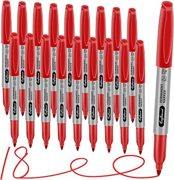 Red Permanent Markers and Electric Stapler, 25 Sheet Automatic Stapler
