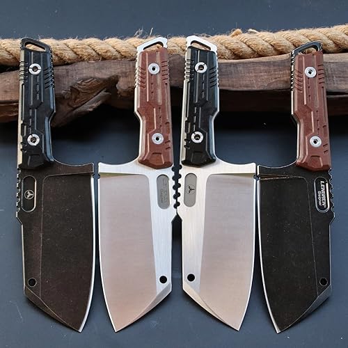 Miniatura 2 de LENGREN Cuchillo táctico resistente, hoja fija de espiga completa, mango de lino de acero Sleipner, para caza, campamento, caza (hoja blanca con