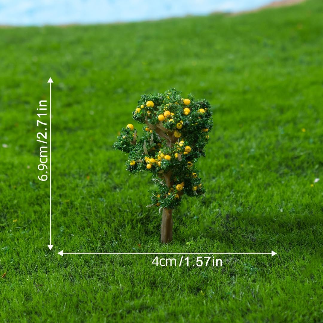 4Pcs Model Miniature Trees with False Fruit, Model Train Scenery, Mixed Colourful Trees for Building Model, Natural Green Landscape, Railroad Scenery