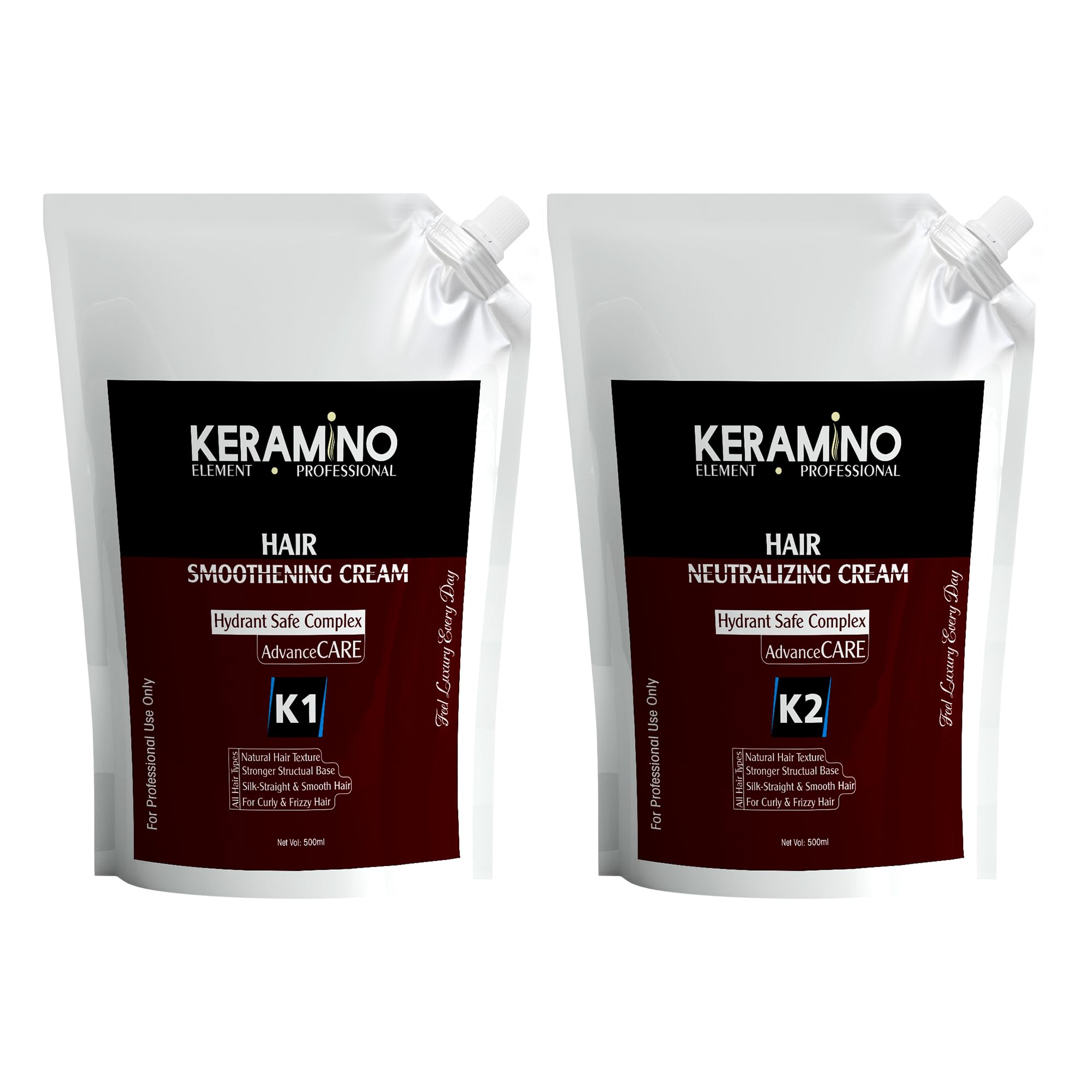 KERAMINO ELEMENT.PROFESSIONAL HAIR RE-BOND Moisturizing & Straightening Hair K1 | K2 kit For Women & Men | For All Types of Hair | Enriched With Keratin, Vitamin's and Organic Oils | Hair Styling Cream | Sulphate and Paraben Free | (1000 ML) A Brand By Keratine Professional-image-15