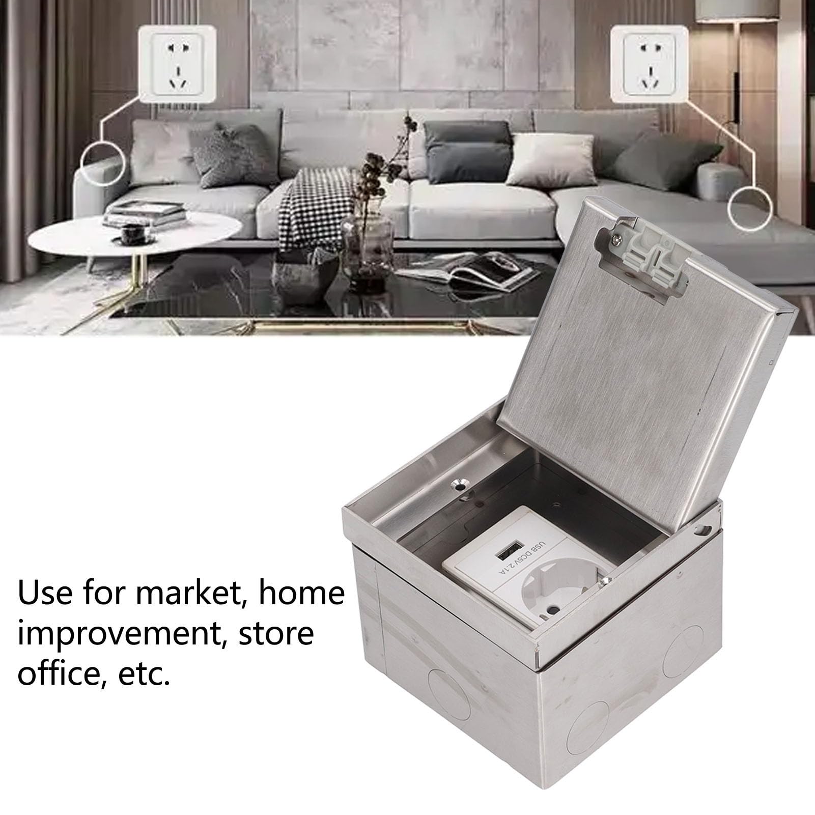 Multiprise Encastrée, Prise de Bureau Encastrée pour Meubles Entièrement Scellée IP40, Belle Élégante Prise Dissimulée avec Port USB 250 V pour Prise UE