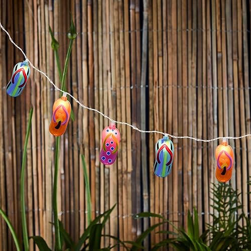Miniatura 6 de Tira de luces tricolor de 8.5 pies, con temática de playa tropical al aire libre con 10 bombillas de plástico, luces colgantes impermeables de