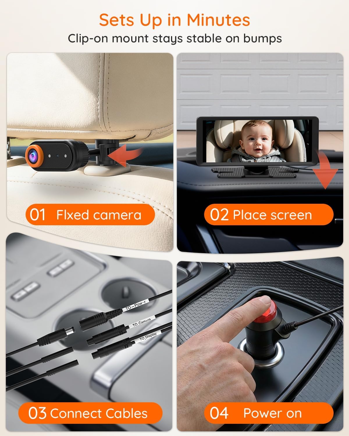 BM5 MAX 1080P HD Dual Baby Car Camera with Recording, 7.2” Split Screen Monitor for 2 Kids, Dual Car Camera Baby Monitor with Auto Night Vision, Easy Installation Carseat Camera for Baby