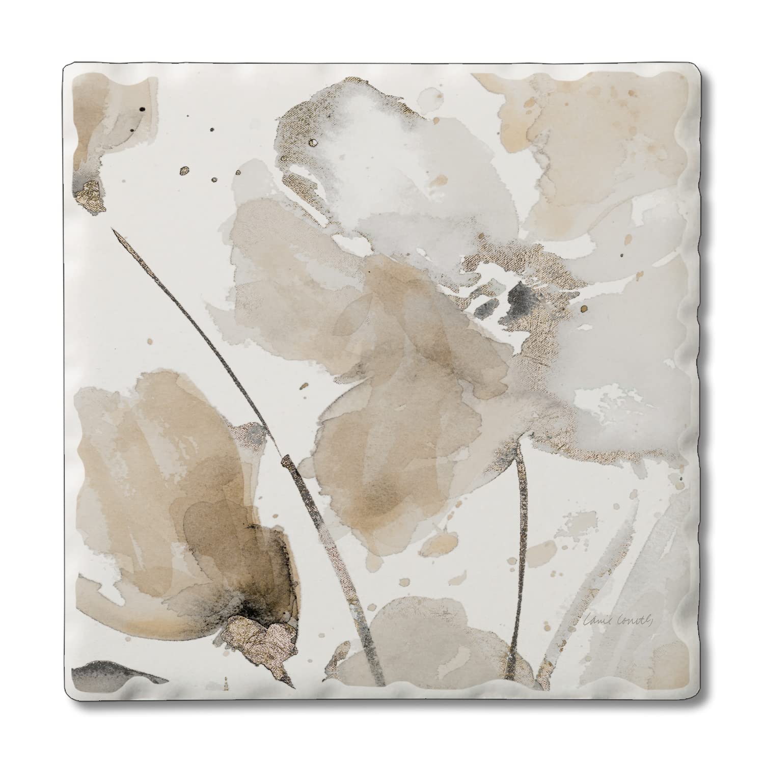 Thirstystone Neutral Floral Single Tumbled Tile Coaster Manufactured in The USA Choose to Create Your Own Collection