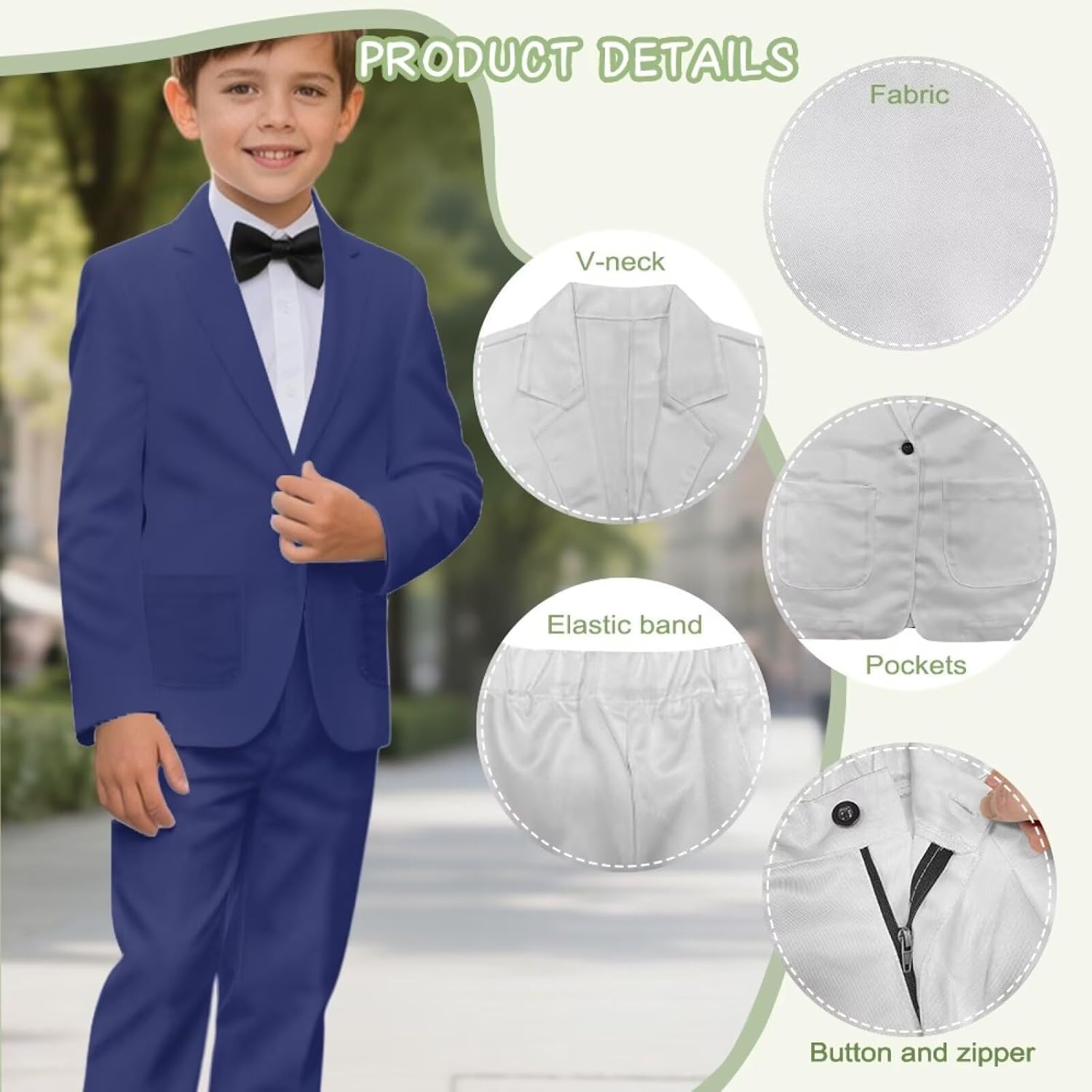Dreaweet Boys Suit Size 6-14 Slim Fit 2 Piece Suit Tuxedo Suits Blazer & Pants Set Kids Formal Wedding Ring Bearer Outfit