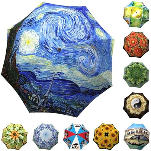 Miniatura 7 de LB - Paraguas artístico para mujeres y hombres Paraguas de diseñador con apertura automática Paraguas de moda elegante regalo Paraguas compacto