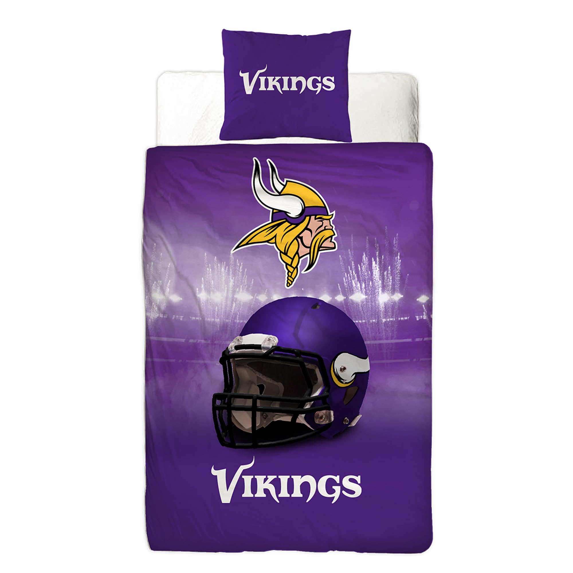 NFL Minnesota Vikings - Juego de cama (135 x 200 cm y 80 x 80 cm, 100% algodón, con cremallera, tamaño alemán)