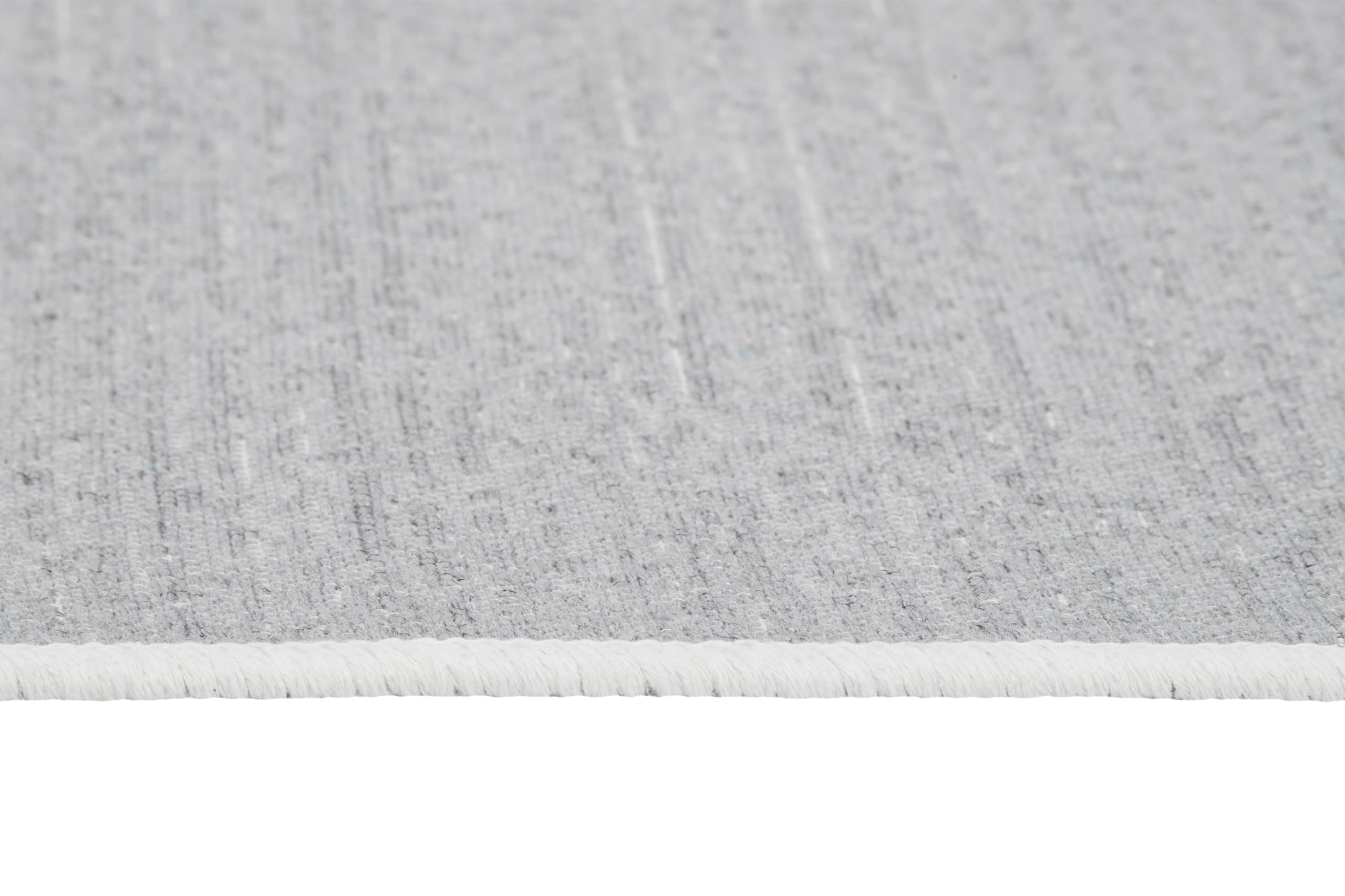 TAPISO Azteca Teppich Kurzflor Baumwolle Beidseitig Anwendbar Creme Grau mit Fransen Waschbar Wohnzimmer Schlafzimmer Waschmaschinenfest Küche ÖKOTEX 140 x 200 cm