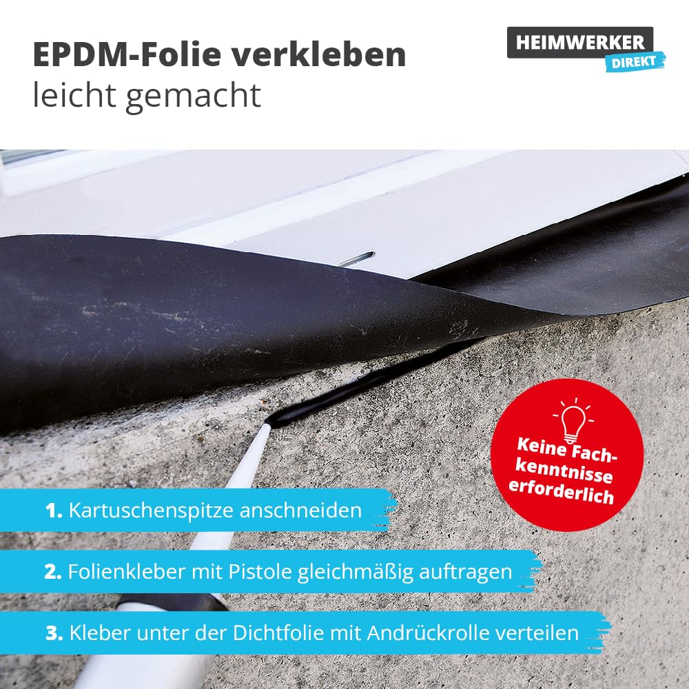 4x Alfa EPDM Kleber 310 ml Profi-Qualität Schwarz Elastischer Folienkleber Zum Verkleben Von EPDM-Folie Und Anderen Dichtfolien