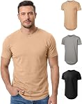 JMIERR Hommes T chemises manches courtes Col d'équipage Longline chemise 1 ou 3 Pack de coton, T-shirts, Classique, Hipster, Hippop, Sport, Workout, Chemises de plage, Tshirt pour les hommes, Fit régulier, Hawaïen