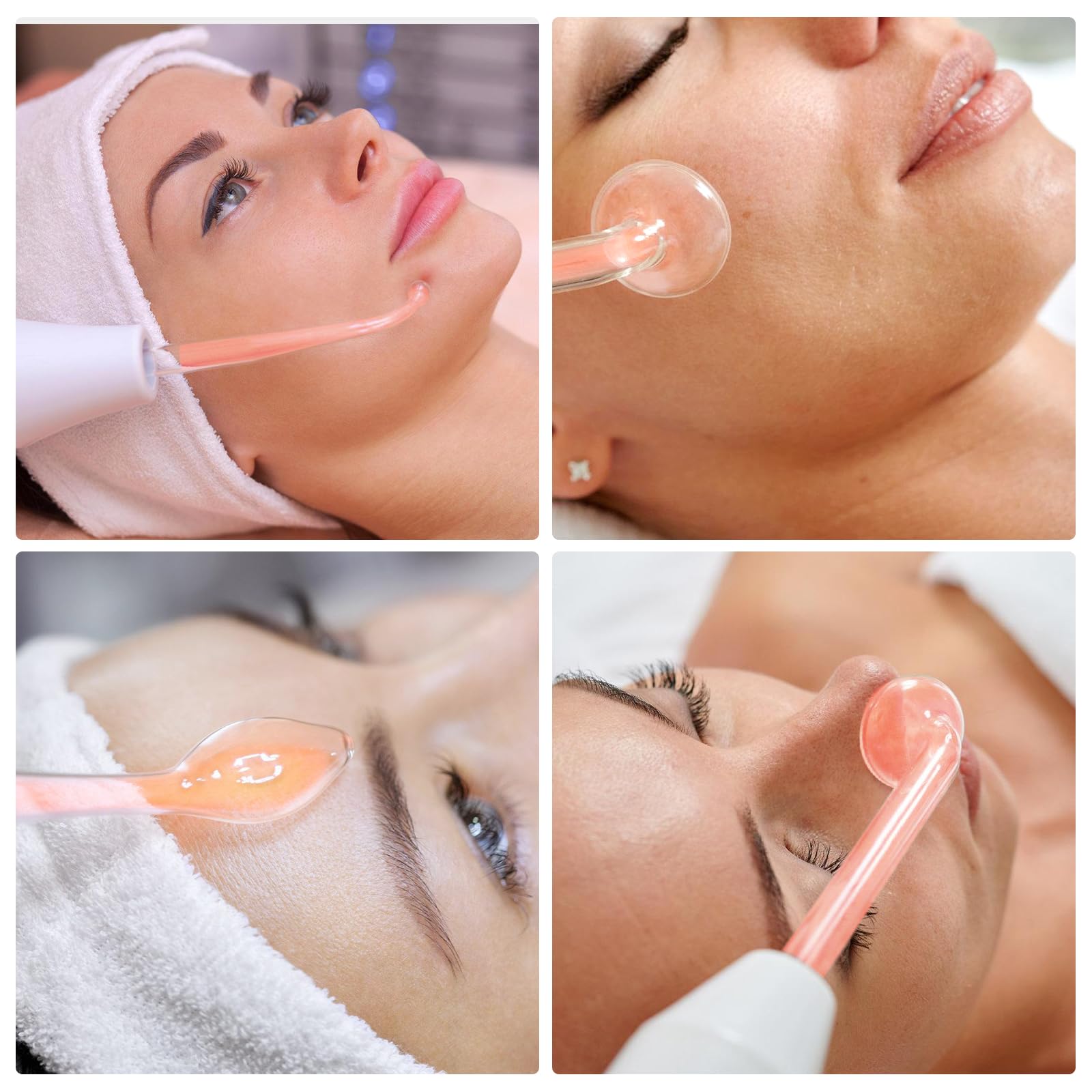 Hochfrequenzstab Gesicht mit 6 Neon Argon Röhren, Tragbares Hochfrequenzgerät für Hautstraffung, Aknebehandlung, Faltenreduzierung, Geschwollene Augen & Gesichtsmassage
