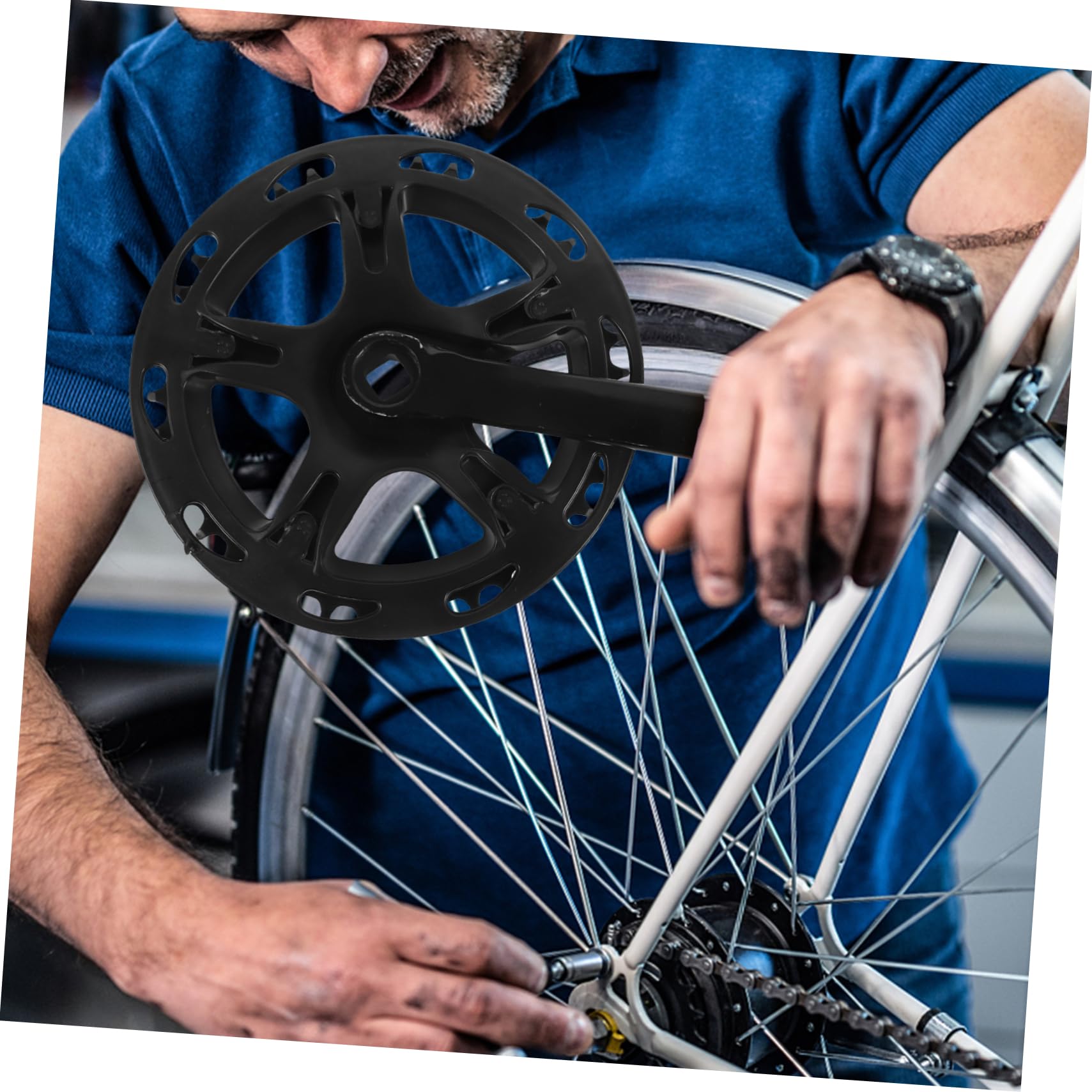 BESPORTBLE Set di Guarnitura Bici in Acciaio Nero Fori di Precisione e Corona Sostituibile, Accessorio Robusto per Riparazione e Manutenzione Bike