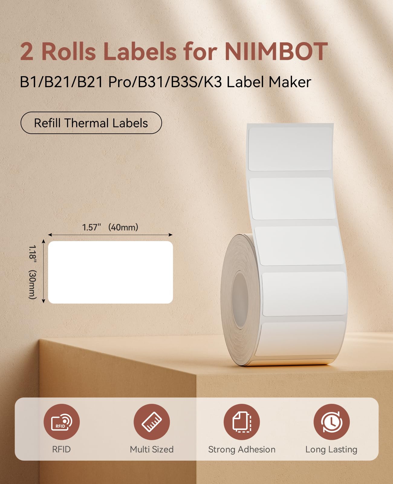 Amazon.com : NIIMBOT 2Rolls Labels for B1 B21 B21 Pro B3S B31