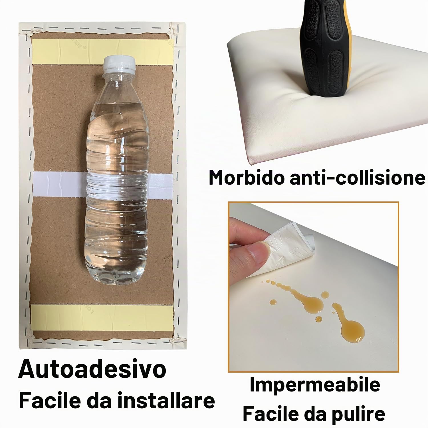 YU LI 3DH Imbottitura da parete 3D anti-collisione per bambini, autoadesiva, 10 pezzi, pannelli bianchi per testiera e testiera da parete