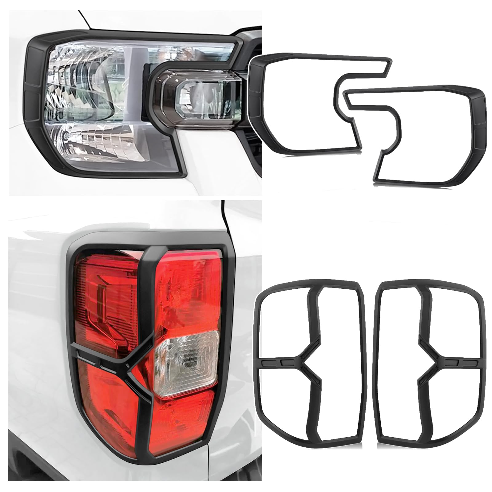 Light Guard for Ford Ranger 2023-2025 XL XLT Tremor, for Ford Ranger T9 Headlight Taillight Cover Trim, for Ranger Accessories (Front & Rear Tail Light Guards)
