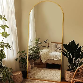 71"x32" Arched Full Length Mirror, Large Floor Mirror, Gold