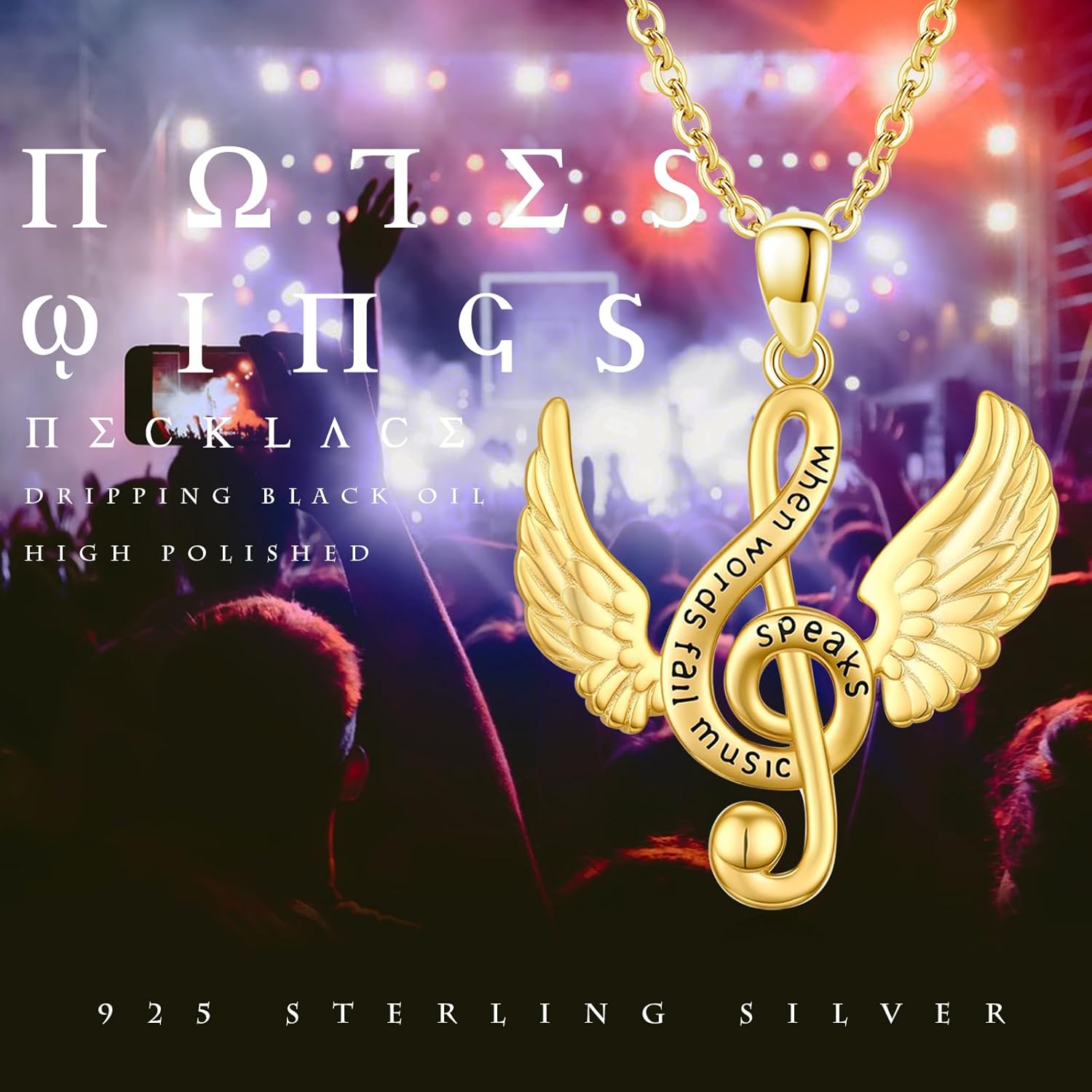 925 Sterling Silver Guitar/Music Note Necklace Guitar Pick/Treble Clef Pendant Necklace Music Punk Rock Hip Hop Jewelry for Guitarist Musician Women Men - Image 6