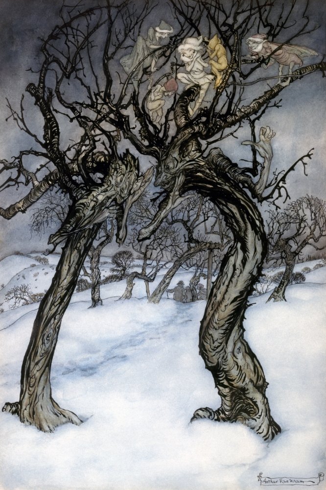 Rackham Whisper Trees Nillustration By Arthur Rackham For A Dish Of Apples By Eden Phillpotts 1921 Poster Print by (18 x 24)
