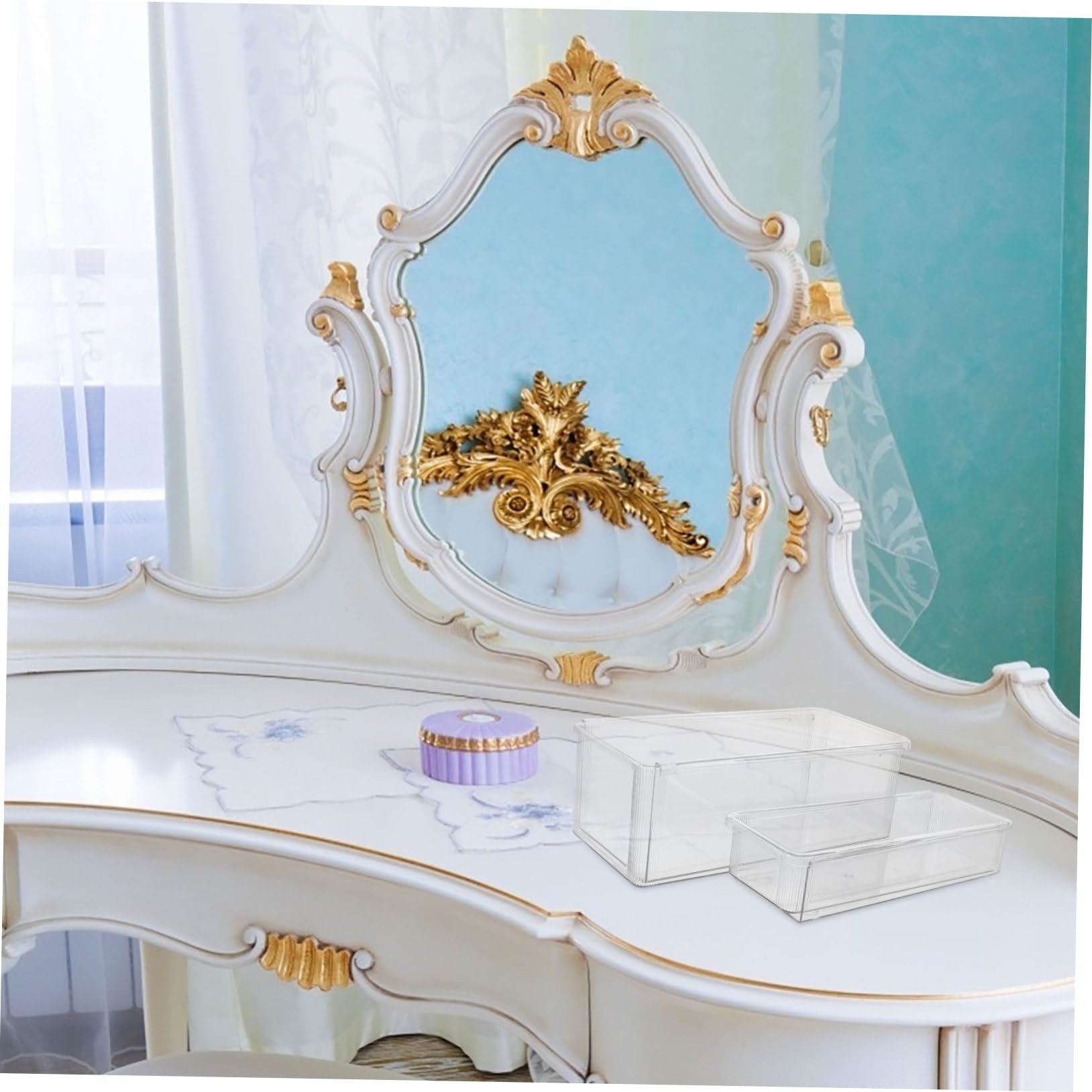 2pièces Organisateurs De Tiroir Transparents Lot de Bacs De Rangement Réglables Coulissants Extensibles pour Maquillage Ustensiles De Cuisine Et Bureau