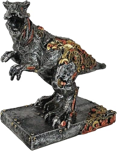 Miniatura 3 de Ebros Gift Figura de T-Rex Steampunk de trabajo pintado de la era jurásica, depredador, tiranosaurio, Rex, estatua de dinosaurio coleccionable