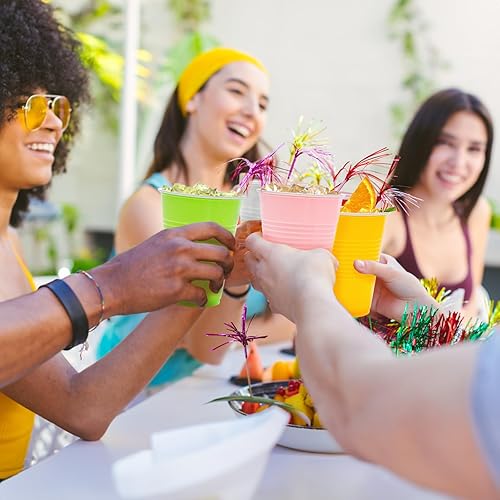 Miniatura 7 de Goaste Paquete de 240 vasos de plástico para fiestas, vasos desechables de 16 onzas, vasos de agua coloridos para fiesta de cumpleaños, despedida de
