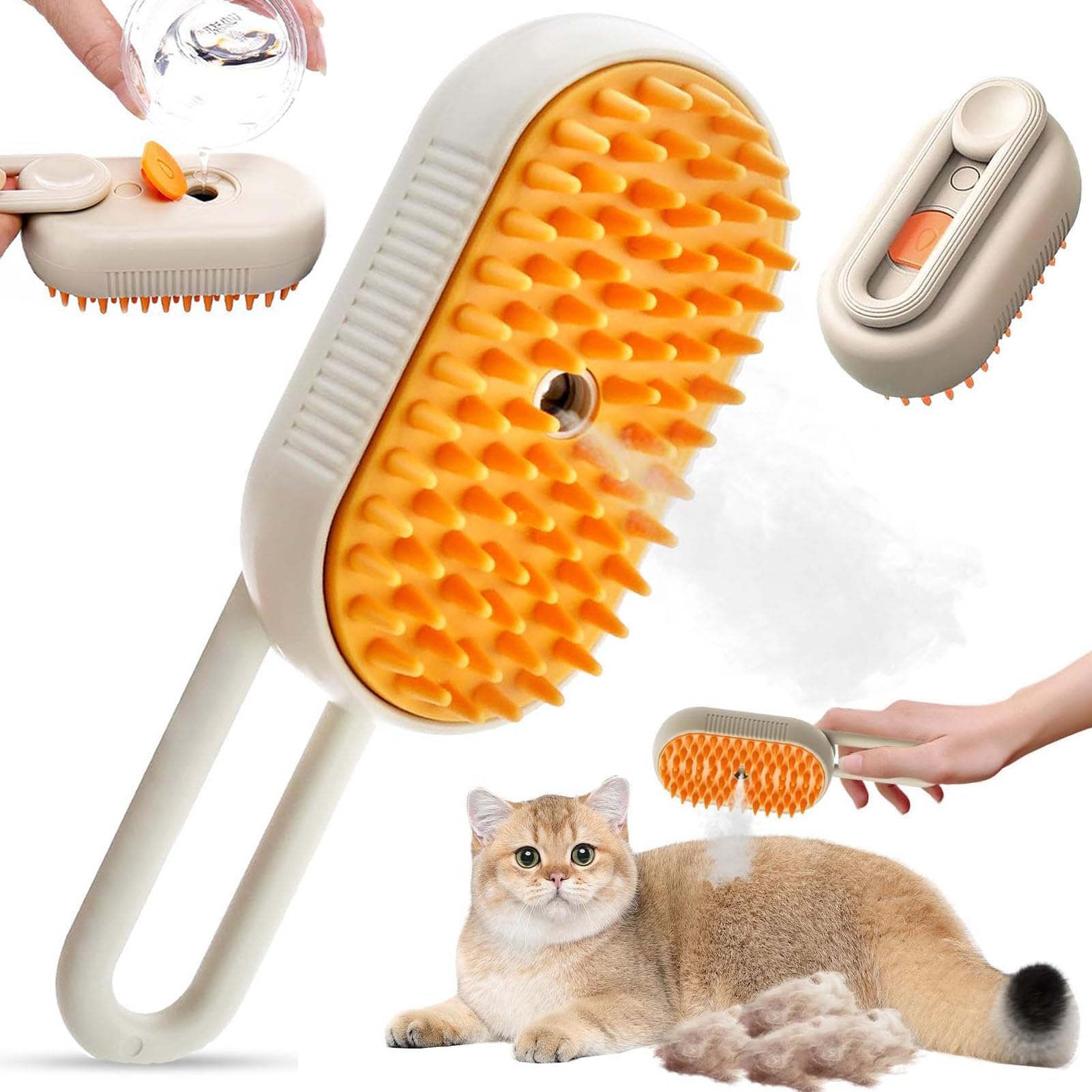Cepillo de vapor para gatos,3-en-1 Cat Steamy Brush,Cepillo Vapor para Gatos Perros de pelo largo o corto,Cepillo Vapor Gato,Cepillo de Pelo de Gato Steamy,para Masaje,Cuidado y DepilacióN.