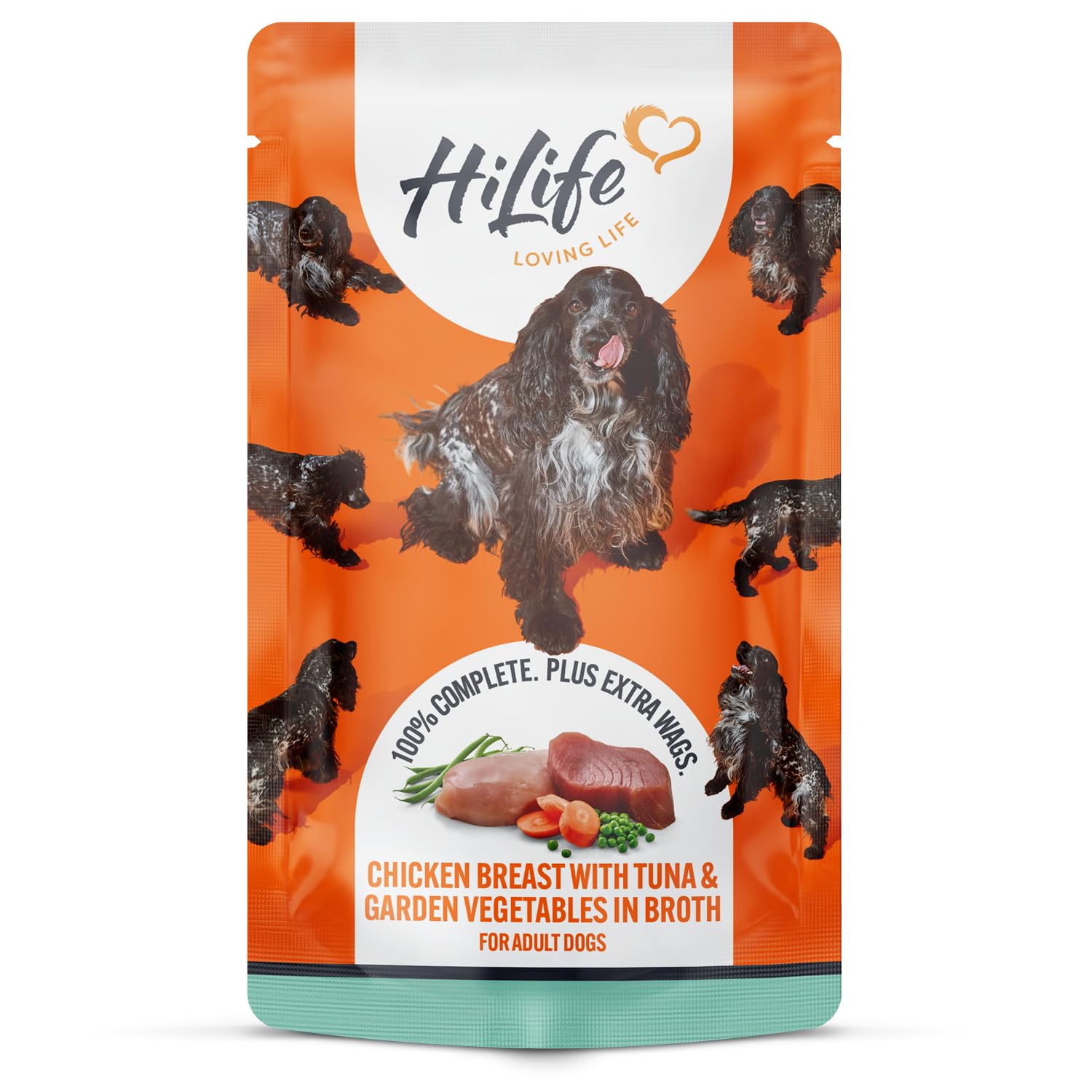 HiLife Adult Wet Dog Food, Chicken Breast with Tuna and Garden Vegetables in Broth, Complete Dog Food Pouches, Grain Free & 100% Natural ingredients (14 x 150g Pouches)