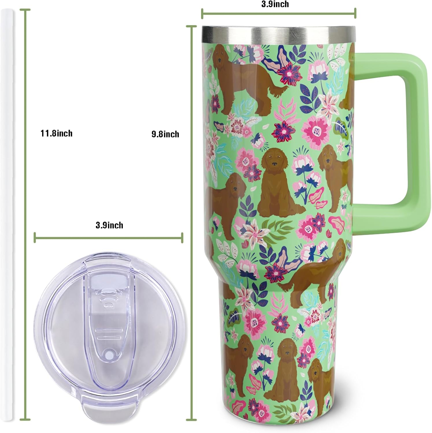 40 oz Goldendoodle Tumbler with Handle, Insulated Stainless Dog Tumbler Coffee Travel Mugs Cup Water Bottle Golden Doodle Lovers Gifts for Women Girls - Image 4