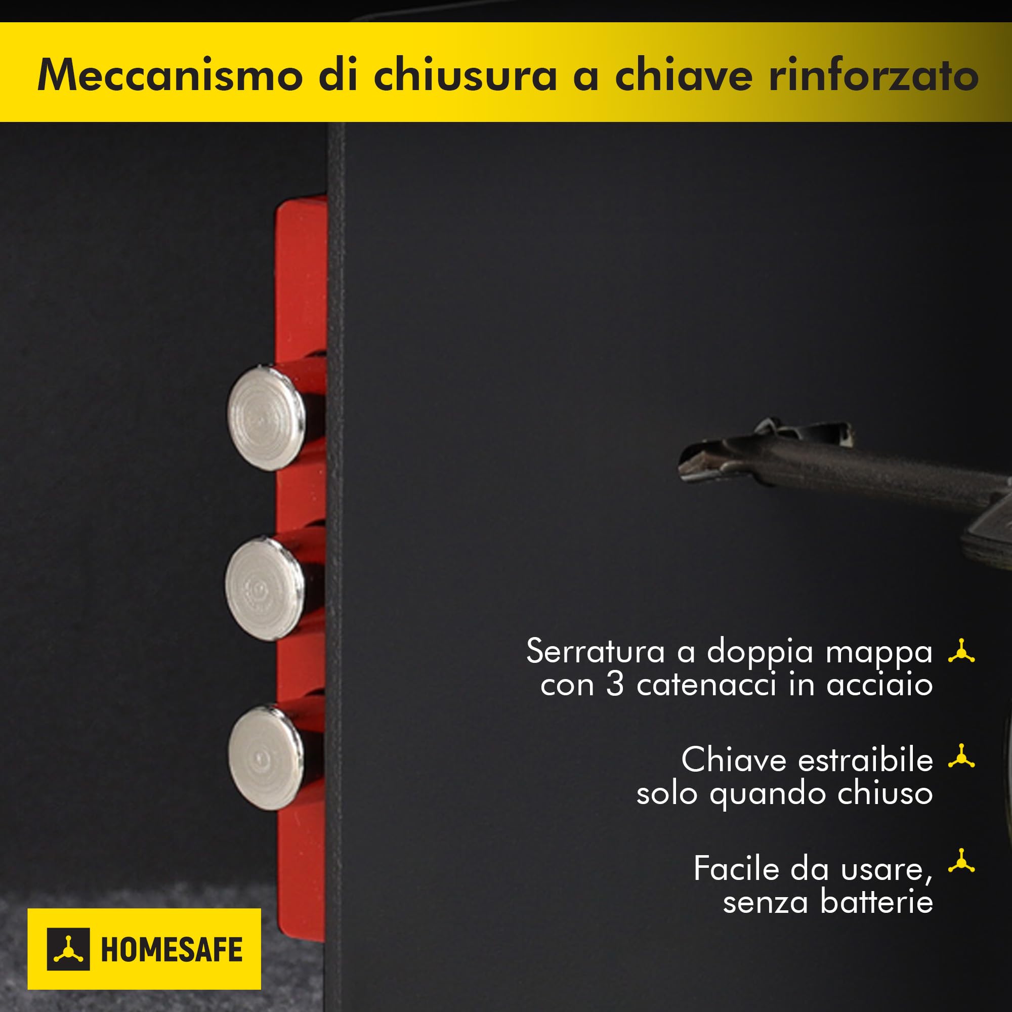 HomeSafe HV15K Cassaforte Piccola con Chiave, 15x20x17cm (HxLxP), Cassaforte da Armadio per Sicurezza Domestica, Cassetta di Sicurezza per Soldi, Gioielli, Oggetti di Valore