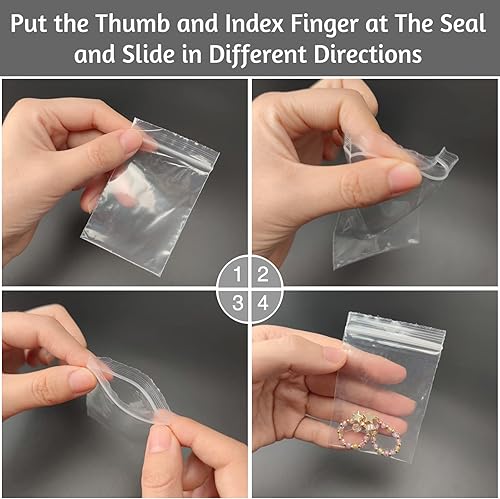 Miniatura 3 de 600 bolsas de plástico transparente con cremallera de 2 x 3 pulgadas, bolsas de almacenamiento resellables de 2 mil de grosor para joyas, pastillas