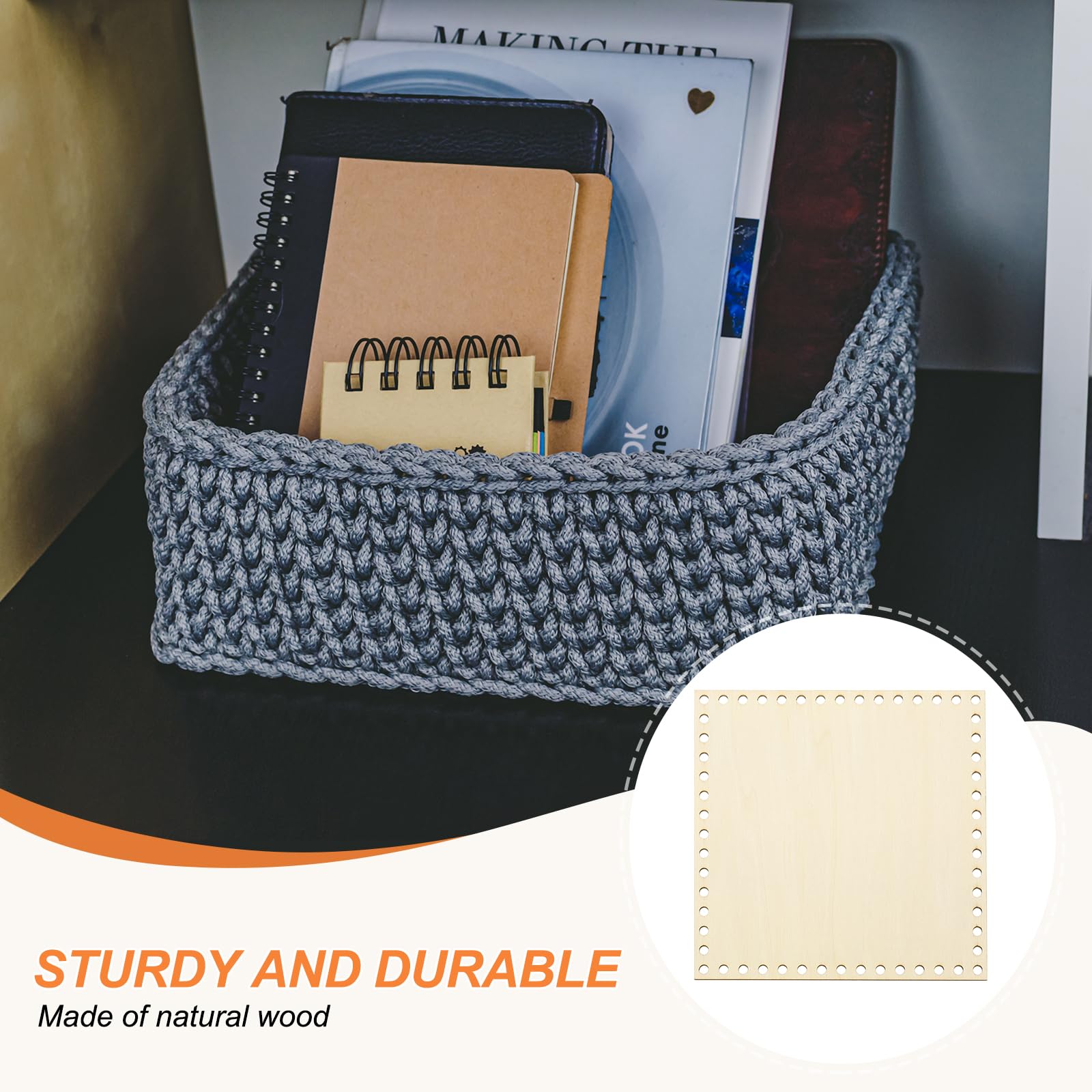 PATIKIL 8 x 8 Inch Crochet Basket Base - Image 3